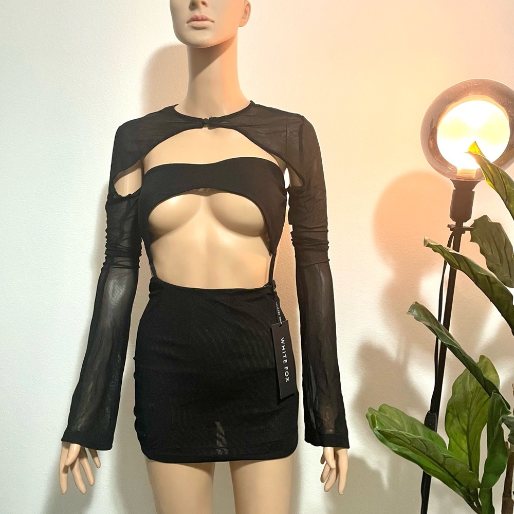 Black Cut-Out Mesh Mini Dress